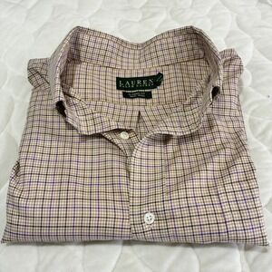 Lauren Ralph Lauren Mens 18 34/35‎ Classic Fit Cotton Non Iron Plaid Dress Shirt